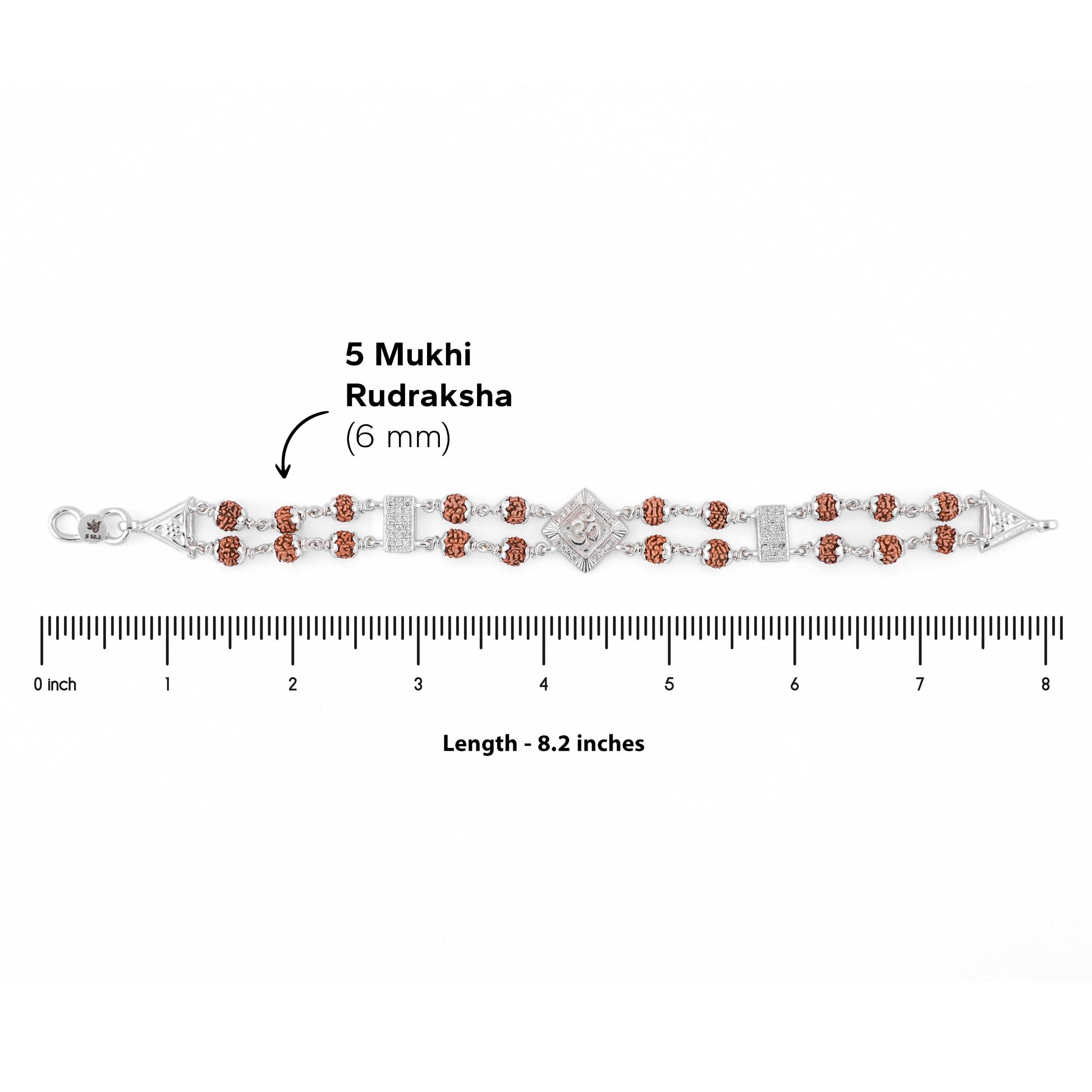 Rudraksha Silver Om Brooch double line Bracelet