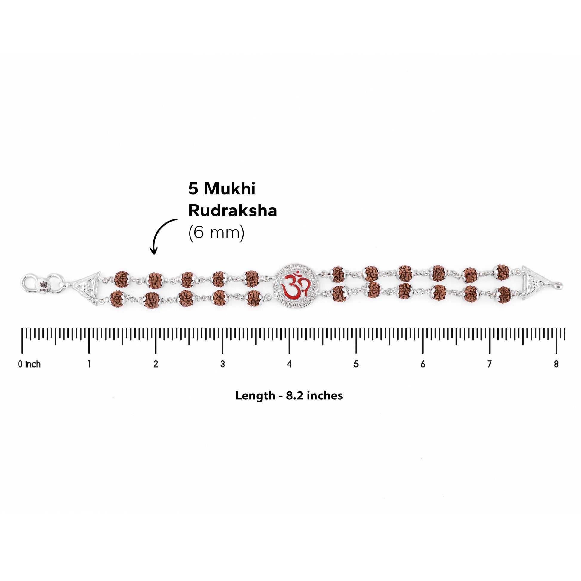 Rudraksha Silver Om in Round Shape double line Bracelet