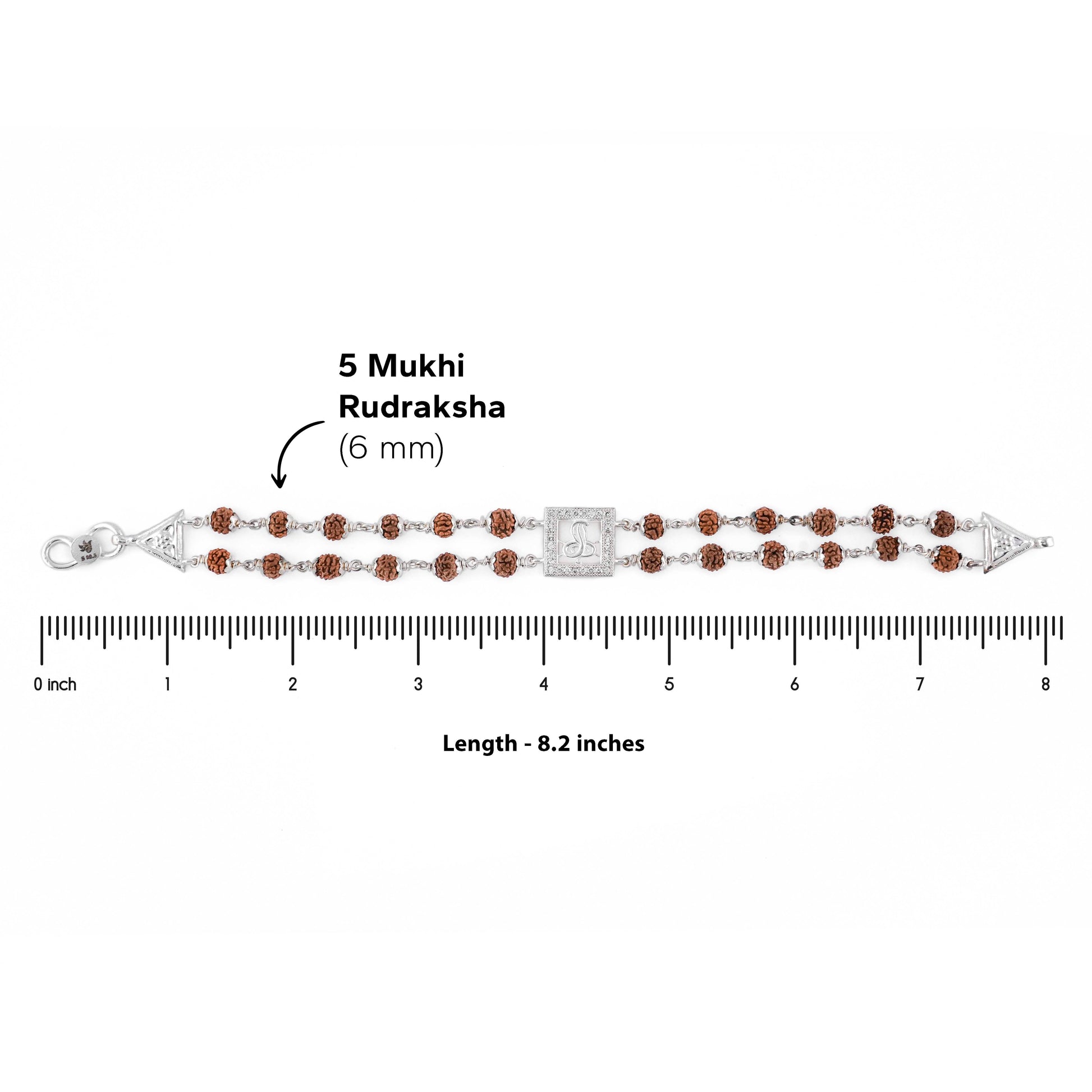 Rudraksha Silver bracelet with single Naag double line for men