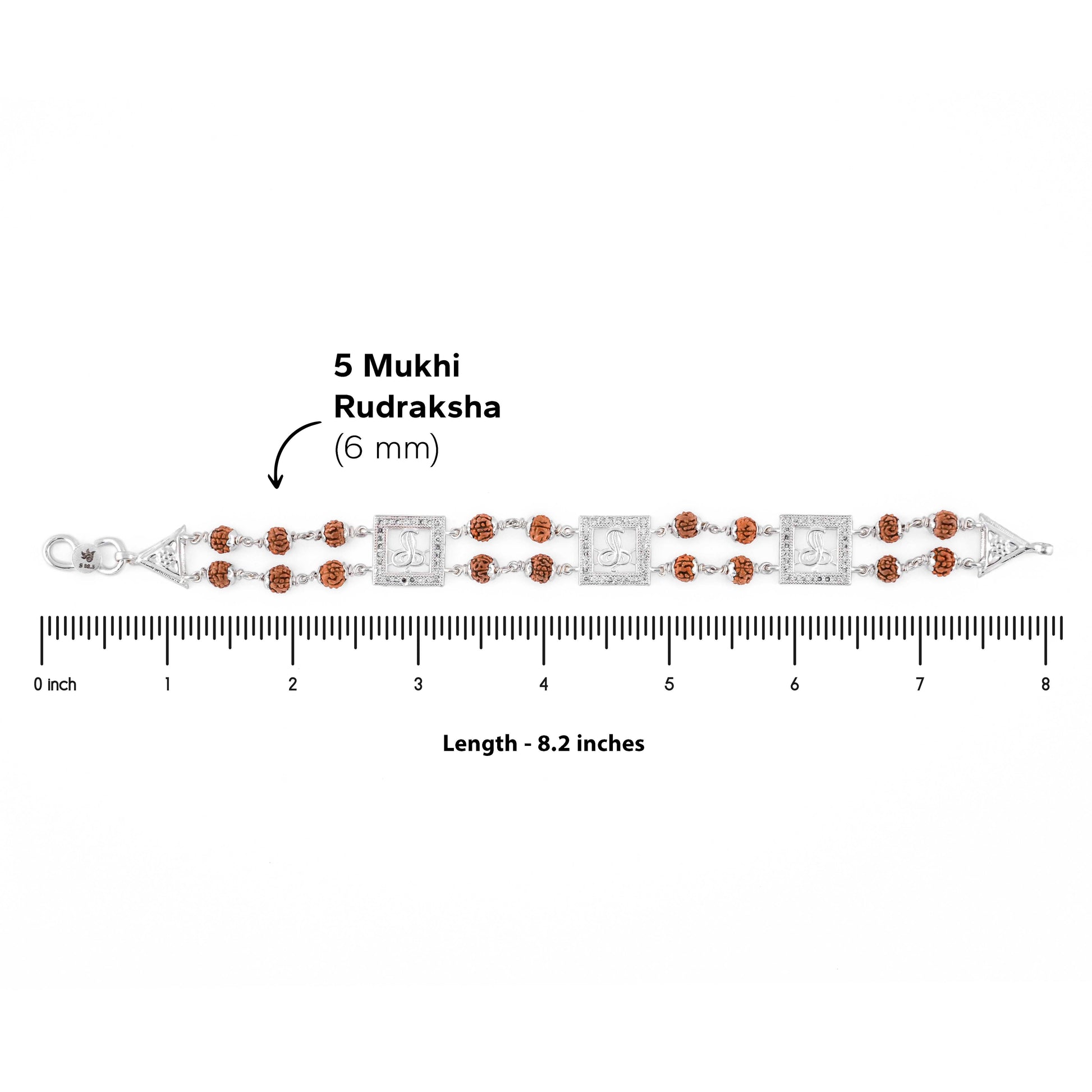 Rudraksha Silver Three Brooch Goga double line bracelet