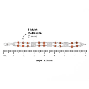 Rudraksha Silver Three Om double line Bracelet