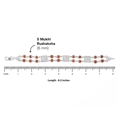 Rudraksha Silver Three Om double line Bracelet