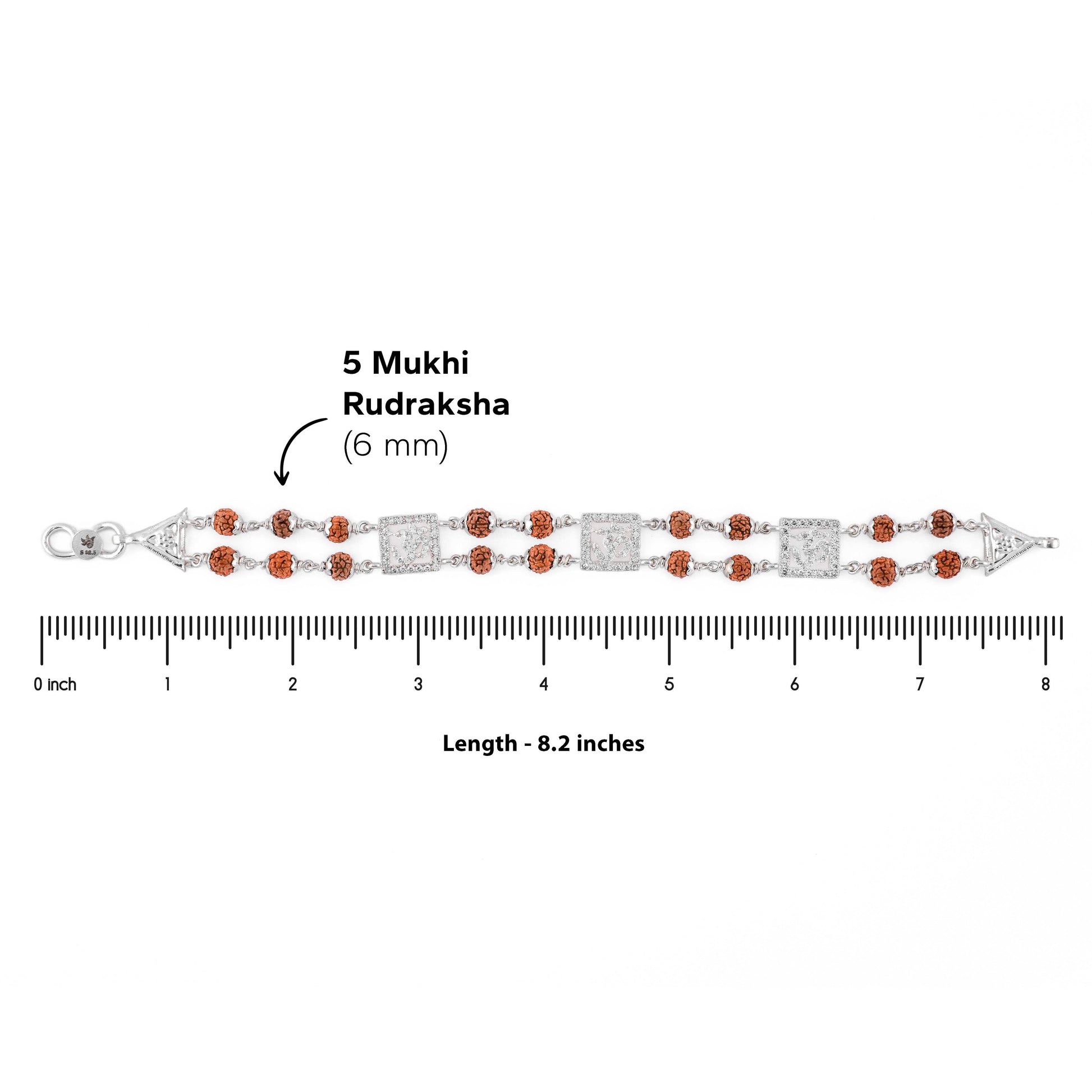 Rudraksha Silver Three Om double line Bracelet