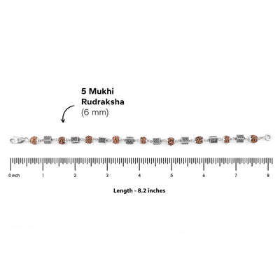 Silver Rakhi with Square Cylinder Rudraksha Beads