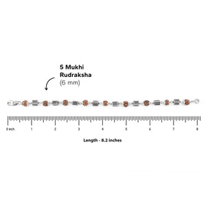 Rudraksha Silver Square Cylinder Bracelet.
