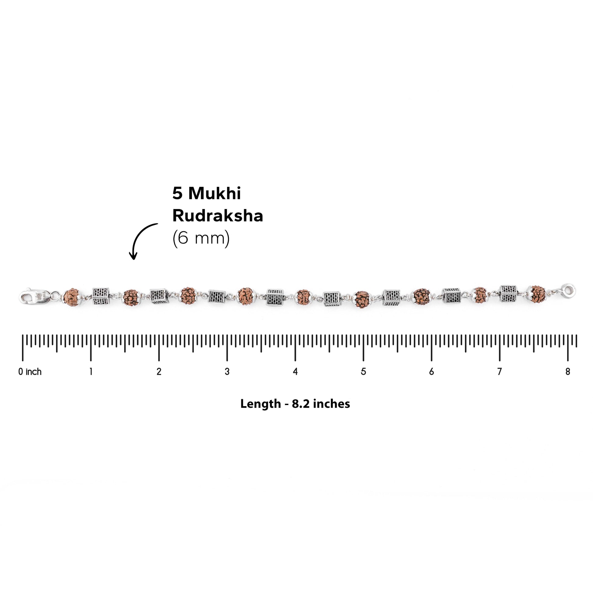 Rudraksha Silver Square Cylinder Bracelet.