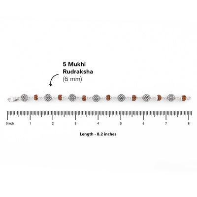 Rudraksha Silver Hollow Round Beads Bracelet.