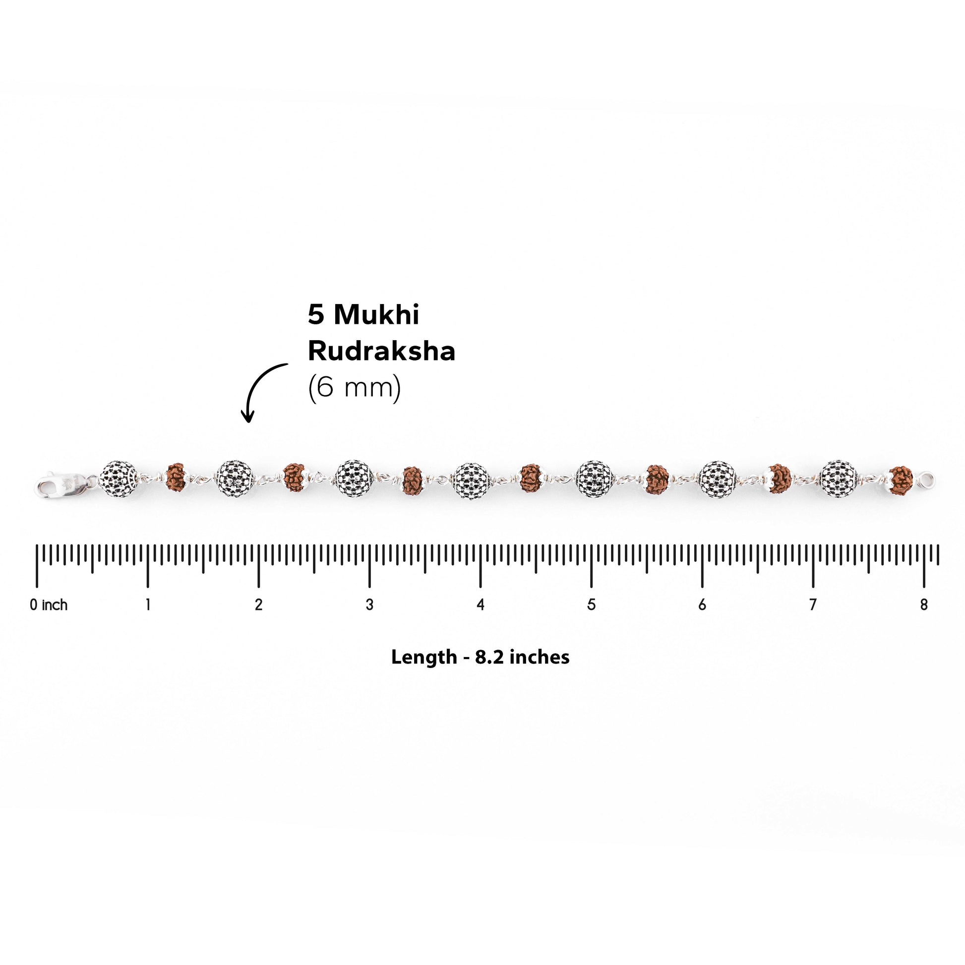 Rudraksha Silver Hollow Round Beads Bracelet.