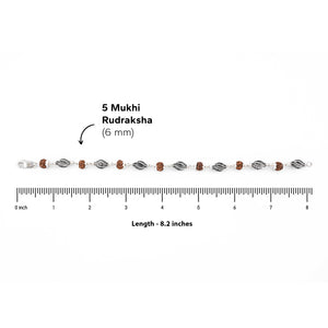 Rudraksha Silver Marqurise Beads Bracelet.