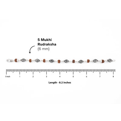 Rudraksha Silver Marqurise Beads Bracelet.