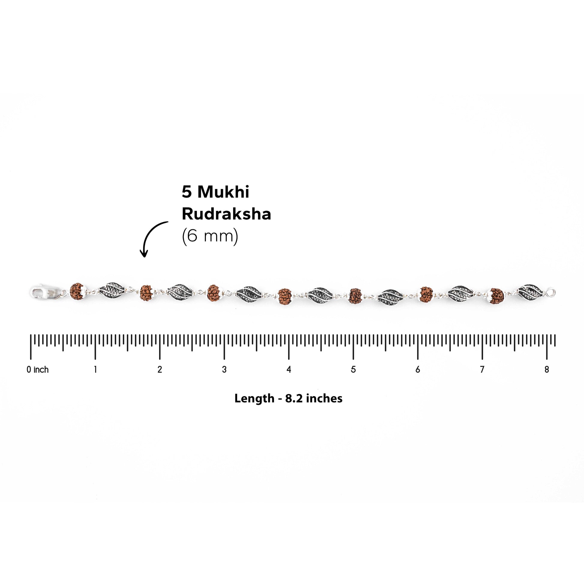 Rudraksha Silver Marqurise Beads Bracelet.