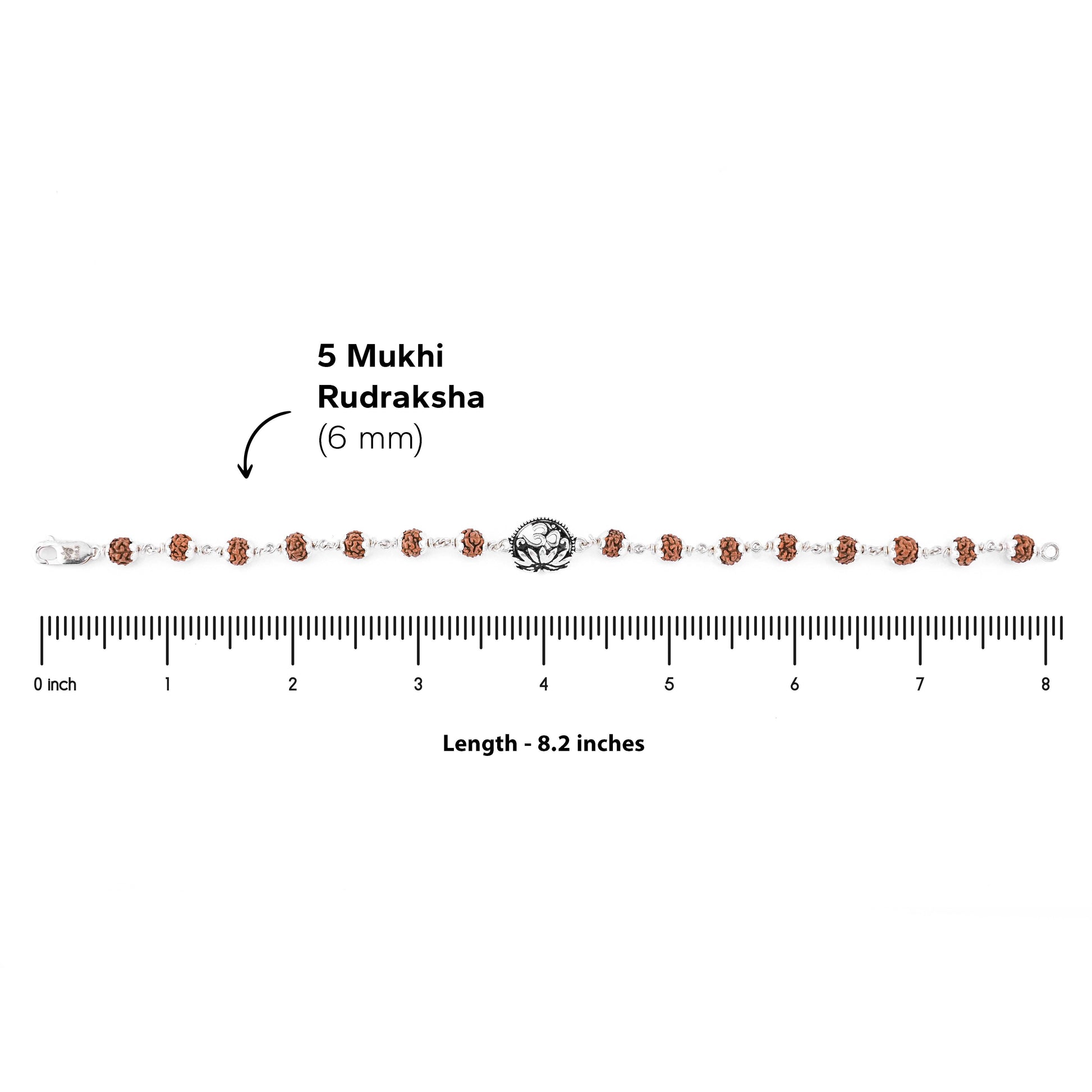 Silver Rakhi with Om and Lotus Flower and Single Line Rudraksha for Men