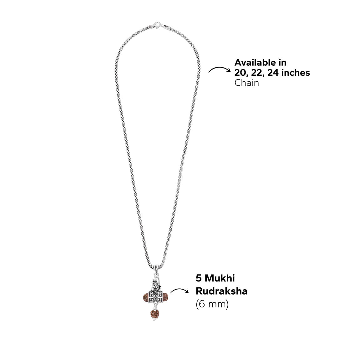 Rudraksha Shiva Pendant with Silver Chain