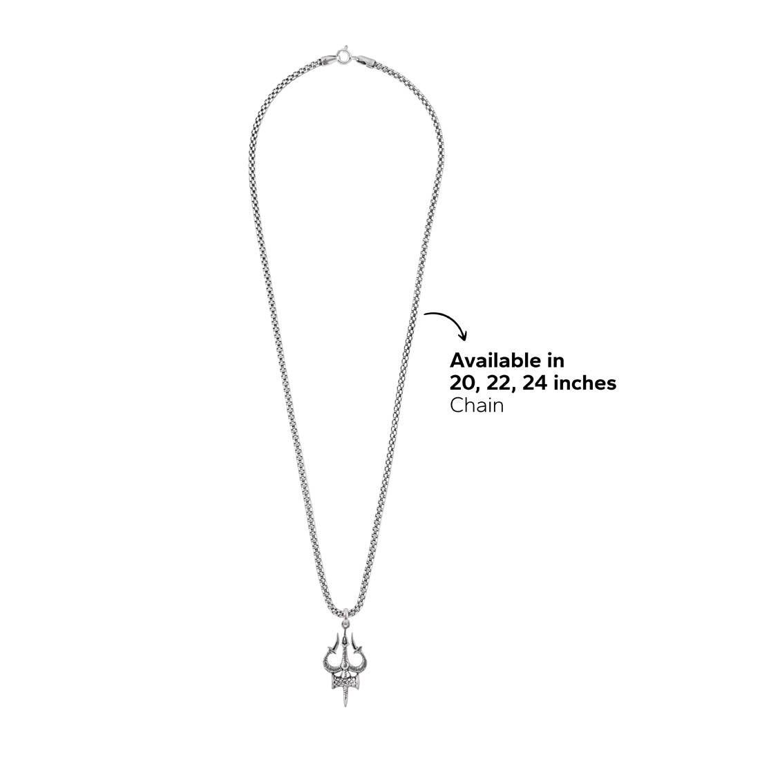 Silver Trishul Pendant with Chain