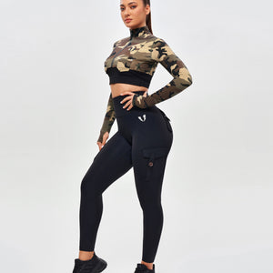 Firmabs Long Sleeve Crop Top - Earth Camo
