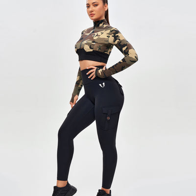 Firmabs Long Sleeve Crop Top - Earth Camo