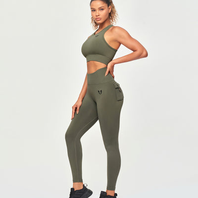 Seamless Cargo Leggings - Olive Green