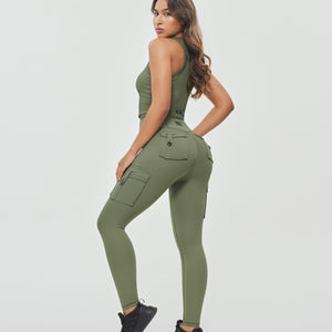 Padded Workout Tank - Olive Green