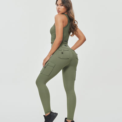 Padded Workout Tank - Olive Green