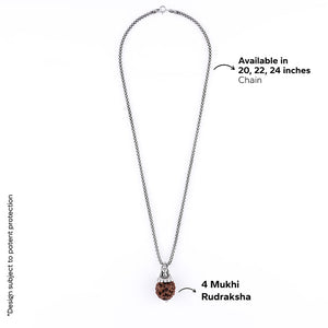 Adiyogi Pendant (4 Mukhi Nepali Rudraksha) With Chain
