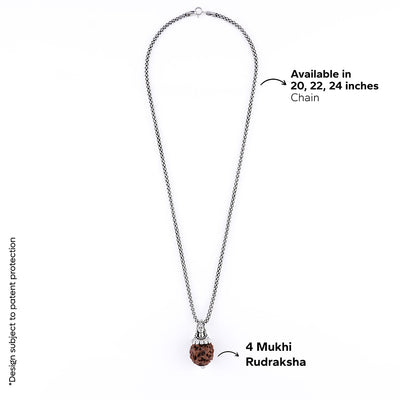 Adiyogi Pendant (4 Mukhi Nepali Rudraksha) With Chain