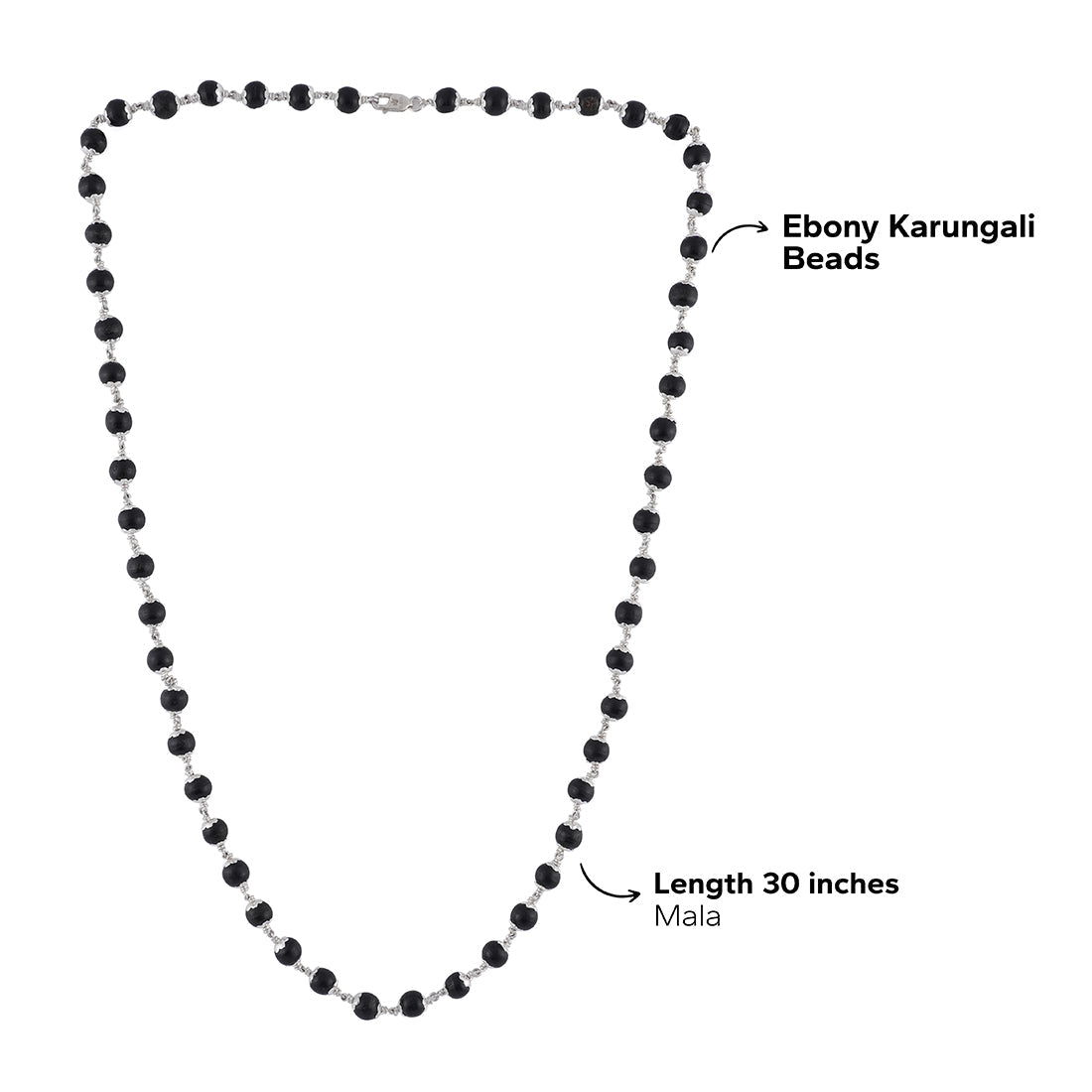 KARUNGALI BEADS SILVER MALA