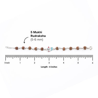 Rudraksha Silver Bracelet Tom Cat Single Line for Kids
