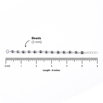 Black Beads Embedded in Silver Nazariya for Kids