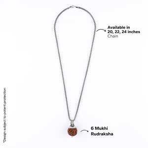 Adiyogi Pendant (6 Mukhi Nepali Rudraksha) With Chain