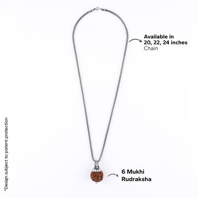 Adiyogi Pendant (6 Mukhi Nepali Rudraksha) With Chain