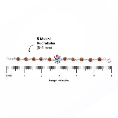 Rudraksha Silver Bracelet with Colorful Tortoise Single Line for Kids