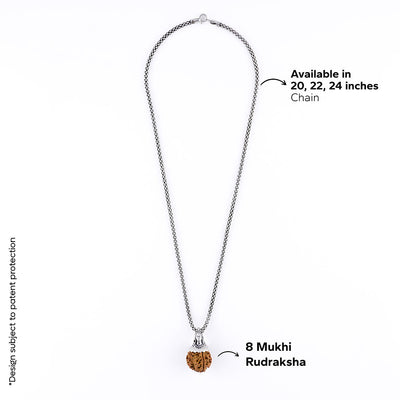 Adiyogi Pendant (8 Mukhi Nepali  Rudraksha) With Chain