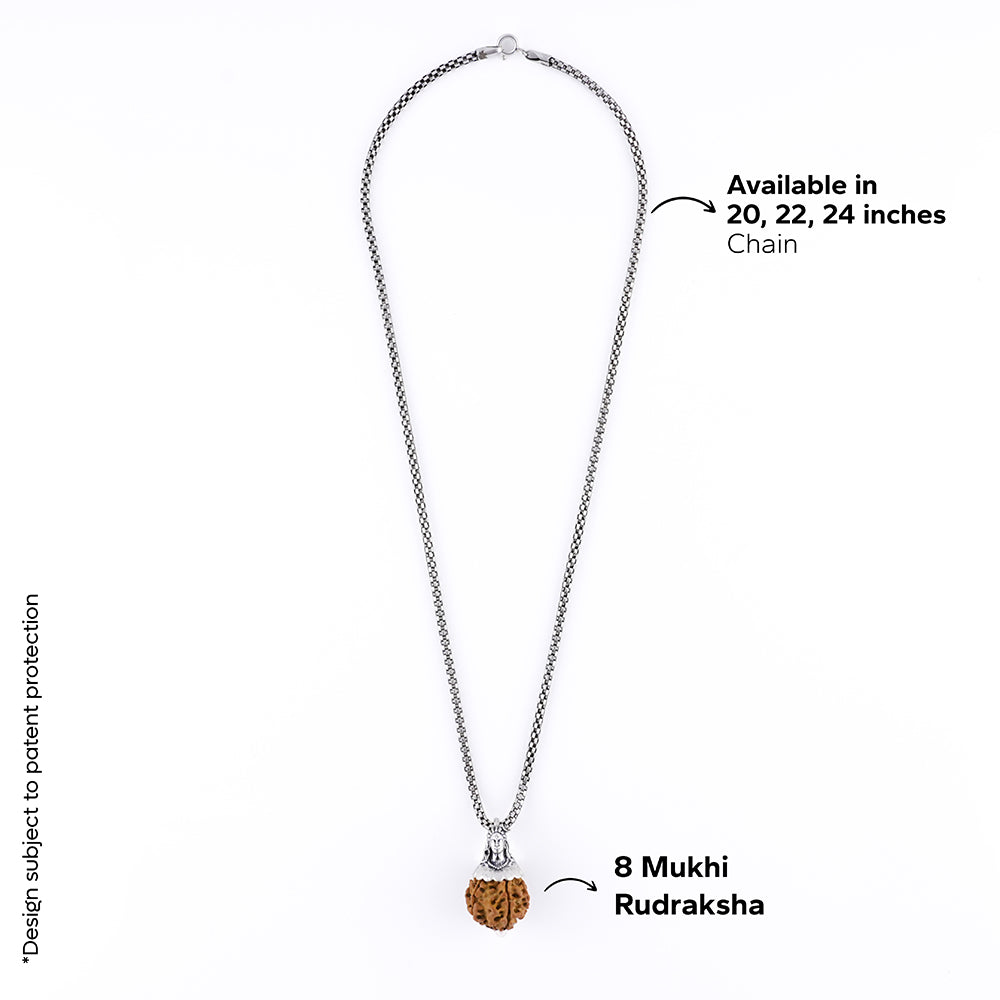 Adiyogi Pendant (8 Mukhi Nepali  Rudraksha) With Chain