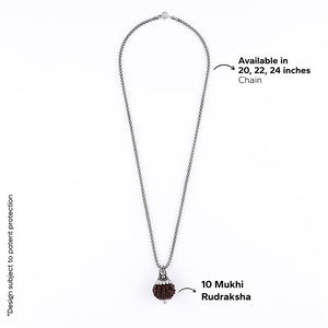 Adiyogi Pendant (10 Mukhi Nepali  Rudraksha) With Chain