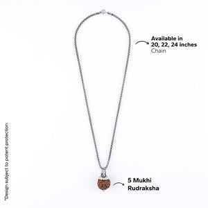 Adiyogi Pendant (5 Mukhi Nepali  Rudraksha) With Chain