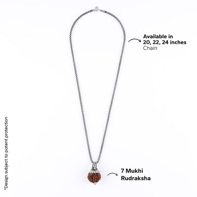 Adiyogi Pendant (7 Mukhi Nepali Rudraksha) With Chain