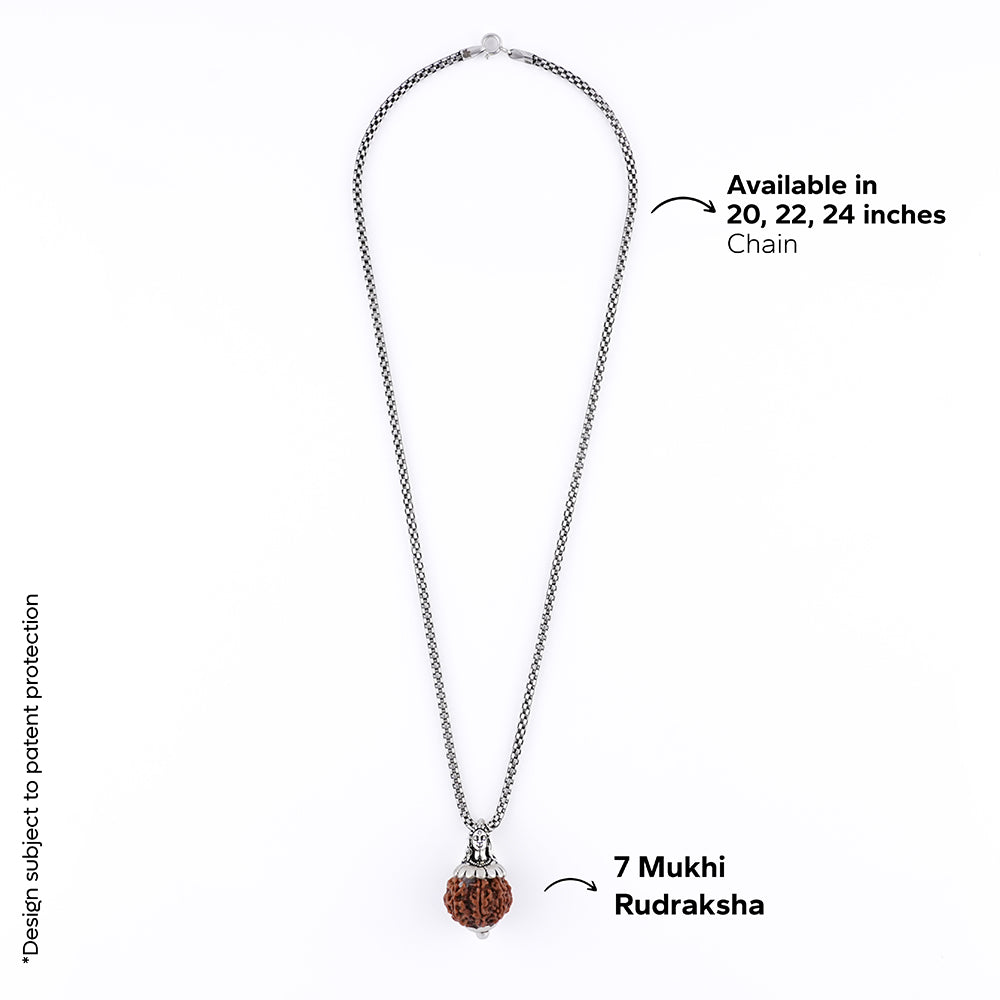 Adiyogi Pendant (7 Mukhi Nepali Rudraksha) With Chain