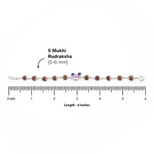 Rudraksha Silver Bracelet with Colorful Mickey Mouse Single Line for Kids