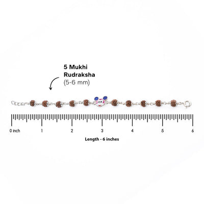 Rudraksha Silver Bracelet with Colorful Mickey Mouse Single Line for Kids