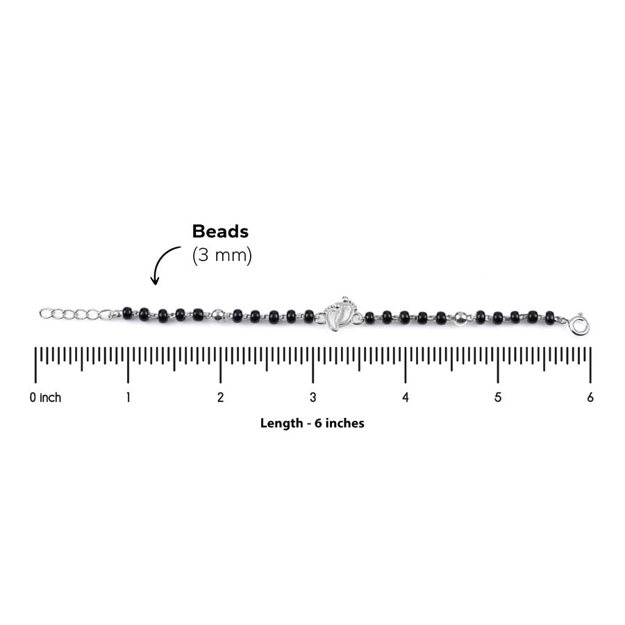 black beads with silver baby feet nazariya for kids