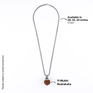Adiyogi Pendant (11 Mukhi Nepali Rudraksha) With Chain