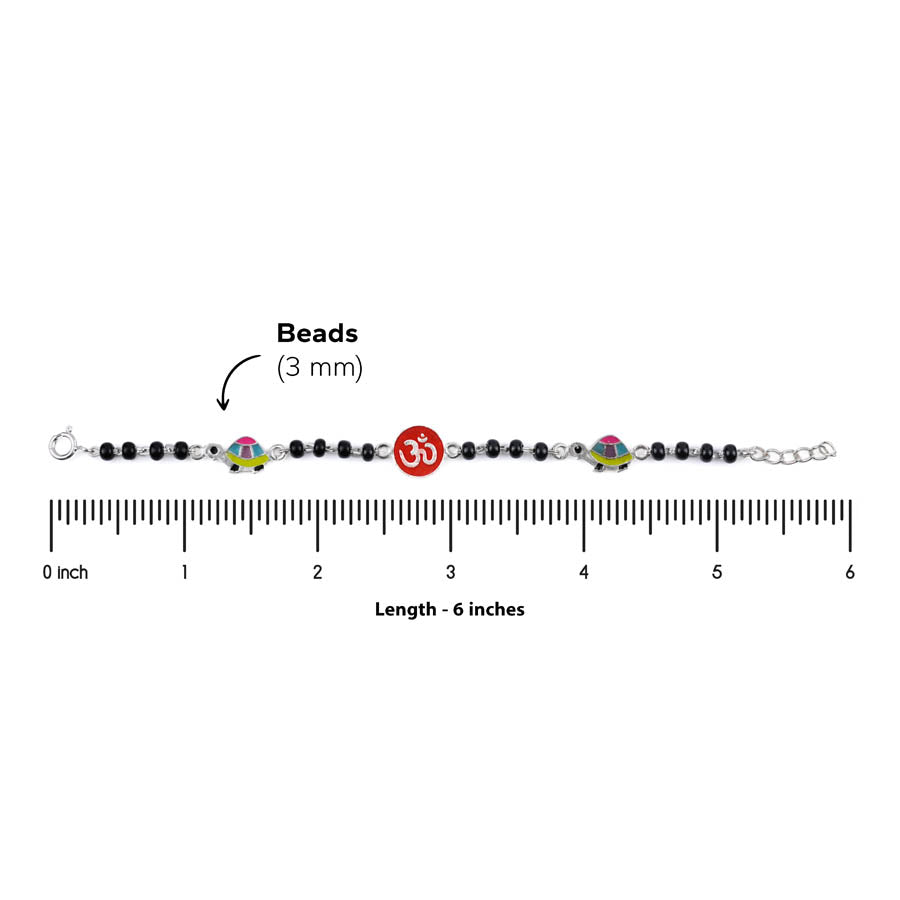 black beads multicolor tortoise Om silver nazariya for kids