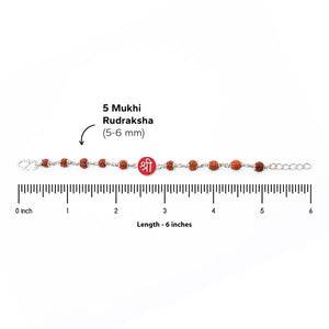 Rudraksha Silver Bracelet with Shree Single Line for Kids
