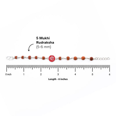 Rudraksha Silver Bracelet with Shree Single Line for Kids