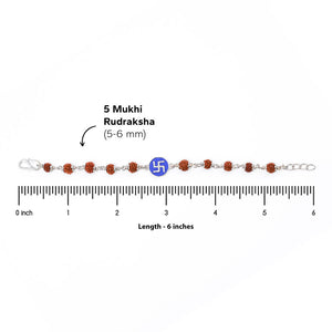 Rudraksha Silver Bracelet with Blue Swastik Single Line for Kids