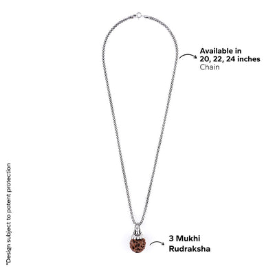 Adiyogi Pendant (3 Mukhi Nepali Rudraksha) With Chain