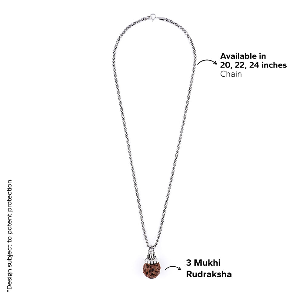 Adiyogi Pendant (3 Mukhi Nepali Rudraksha) With Chain