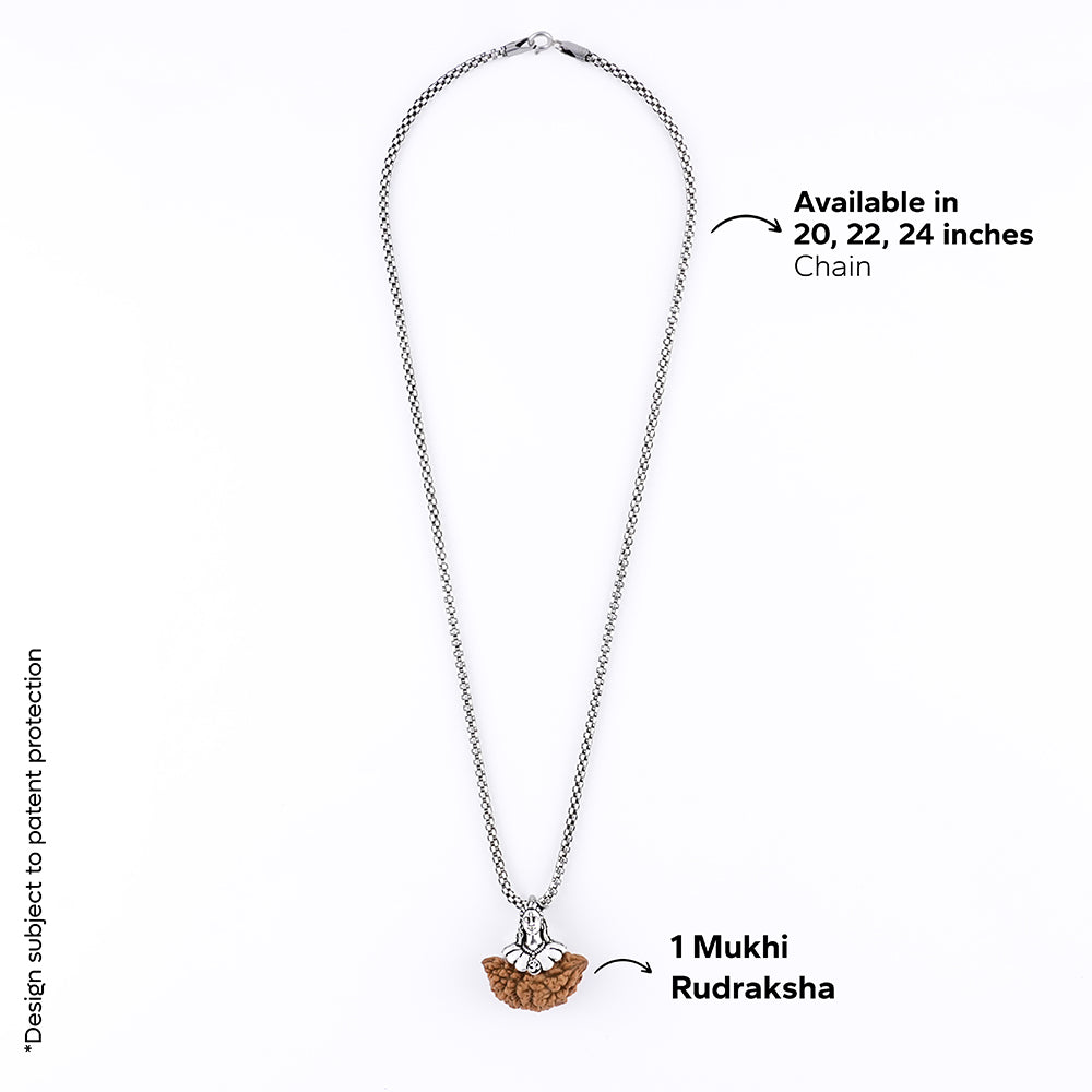 Adiyogi Pendant 1 Mukhi Rudraksha With Chain