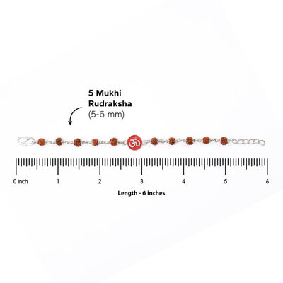 Real Rudraksha Silver Bracelet with Om Single Line for Kids