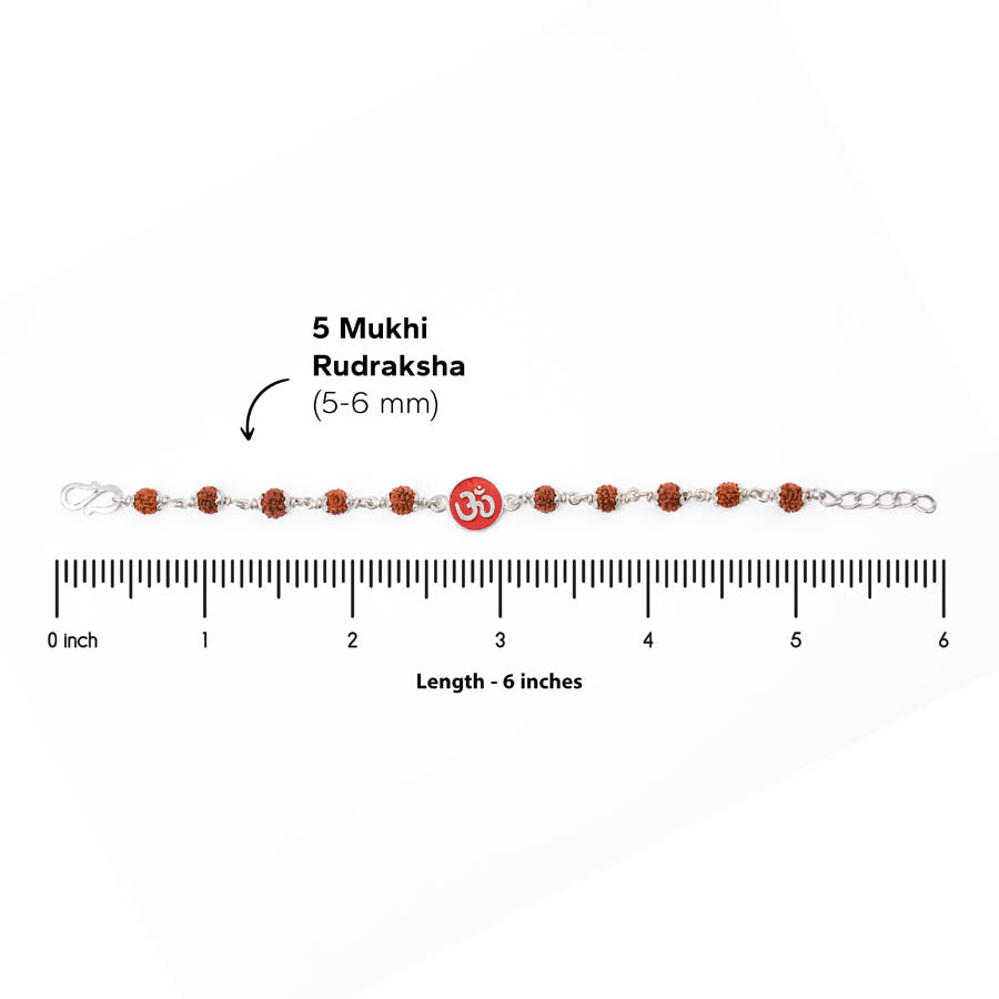 Real Rudraksha Silver Bracelet with Om Single Line for Kids